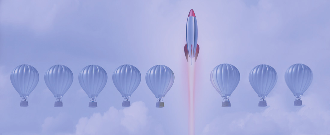 image of balloons and a rocket